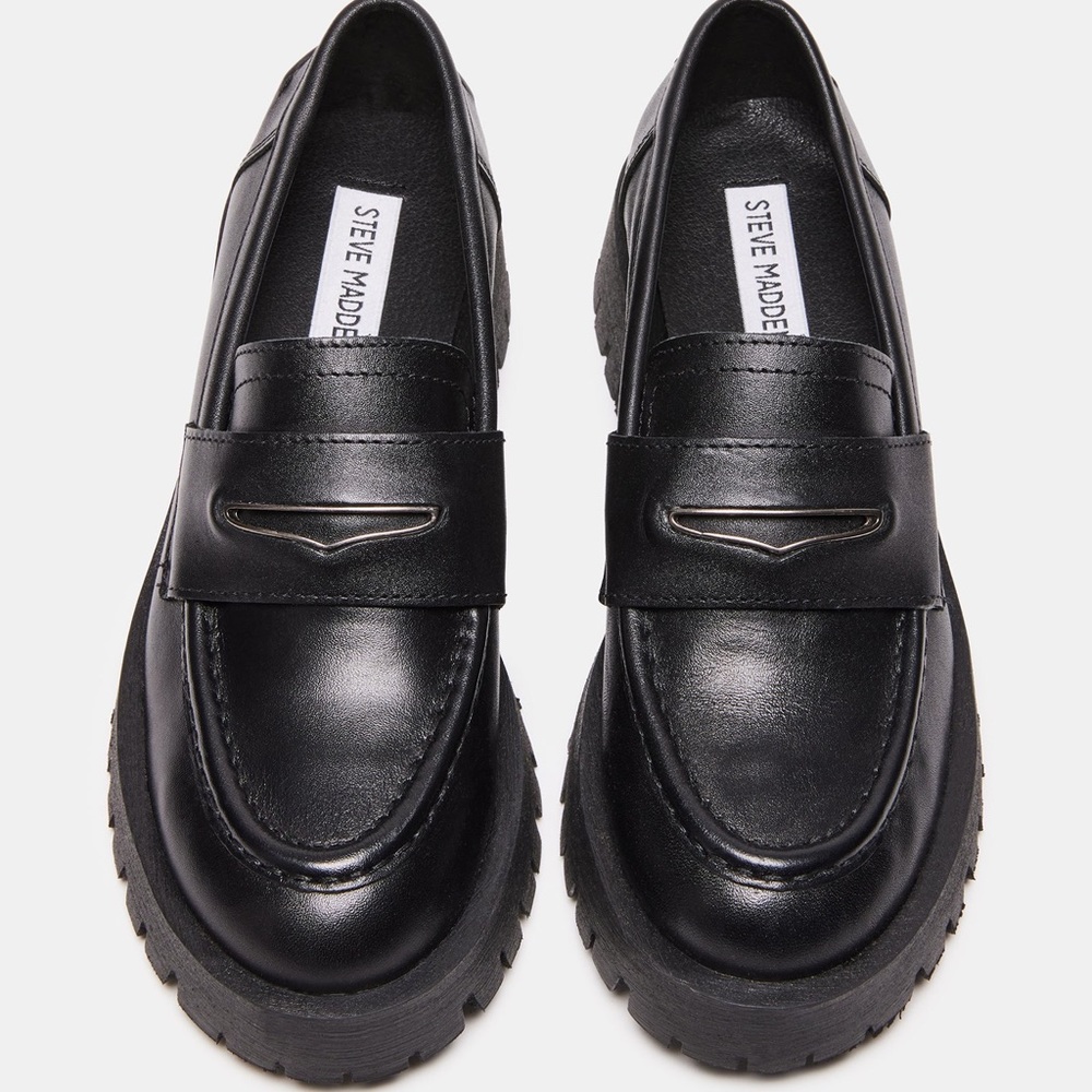 Steve Madden Lawrence black leather loafers